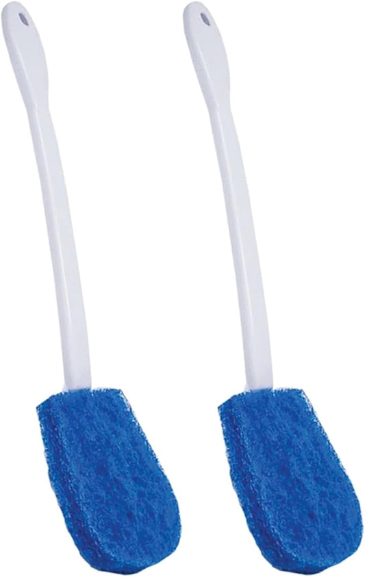 LOLA Bath & Toilet Bowl Scrubber Brush w/Comfort Handle, 2 Pack, w/Hang Hole. Non-Scratch, Removes Rings w/Scrubbing Pad, 2 Pack