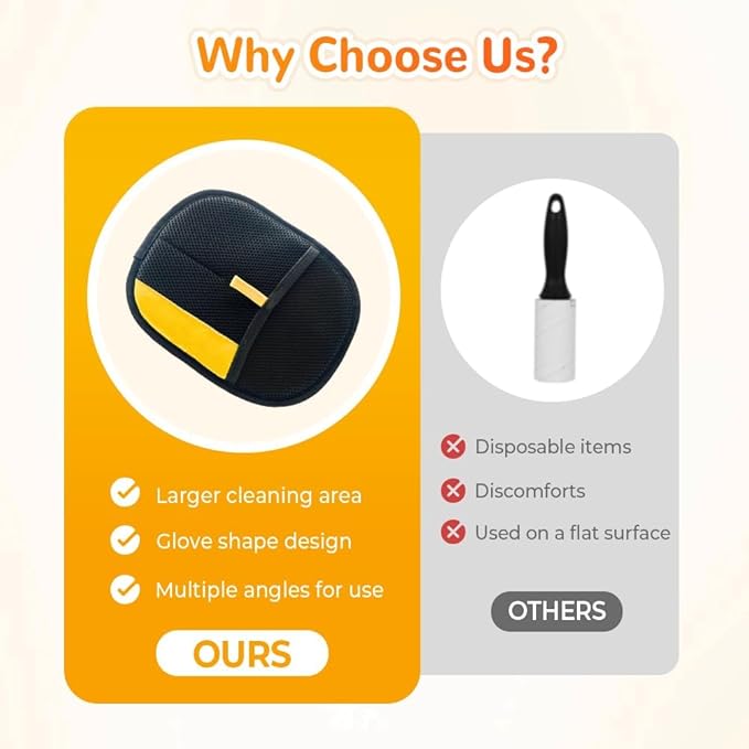 KOURRTER Pet Hair Removal Glove for Cats & Dogs, Upgraded Thickened Double Sided Grooming Glove, Powerful Cat Grooming Gloves, Reusable Hair Remover Glove for Couch, Furniture, Carpet, Curtain (2pcs)