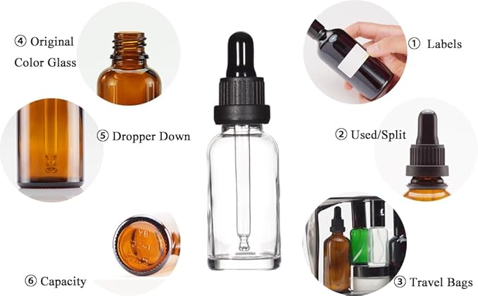 YIZHAO Clear Glass Dropper Bottle 1oz, Tincture Bottles with Glass Dropper, for Essential Oils, Aromatherapy, Cosmetic, Laboratory, Pharmacy, Liquids, Travel –24 Pcs