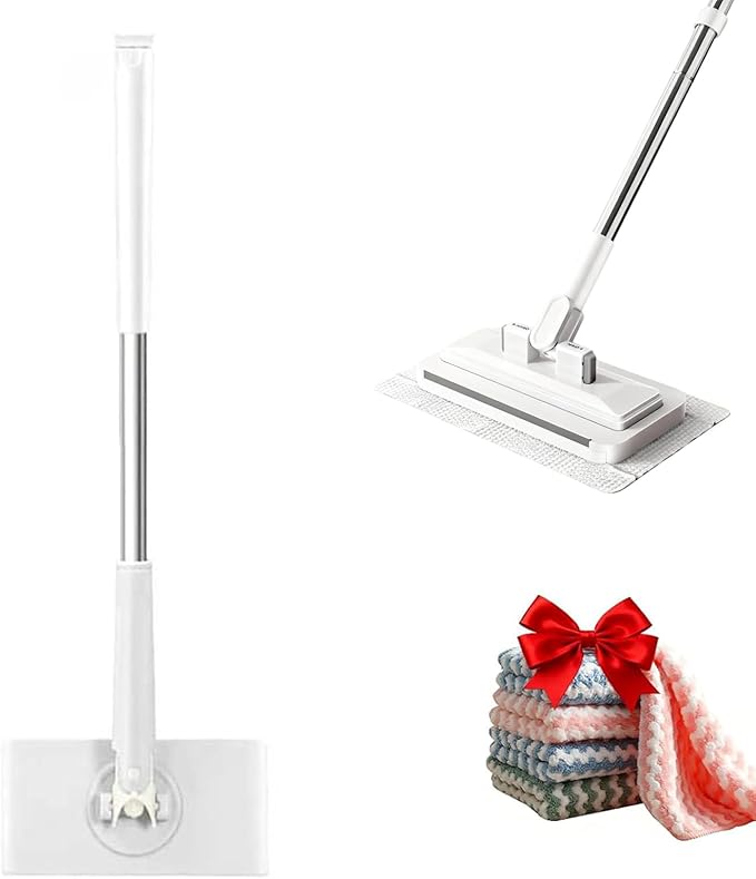 Convenient Cloth Changing Mini Mop + Magic Cleaning Cloth*6, Zero Touch Snap Grip Mini Mops for Wet & Dry Cleaning, Lightweight Snap for Corners (36in - W + Cloth*6)