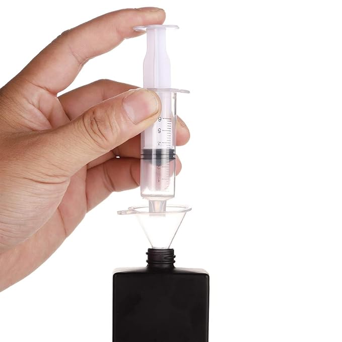 6 Pack 30ml / 1 Oz Clear Black Refillable Perfume Bottle, Portable Square Empty Glass Perfume Atomizer Bottle Spray Applicator with 4 kinds of perfume dispenser(3 Pack clear 3 Pack Black Assorted