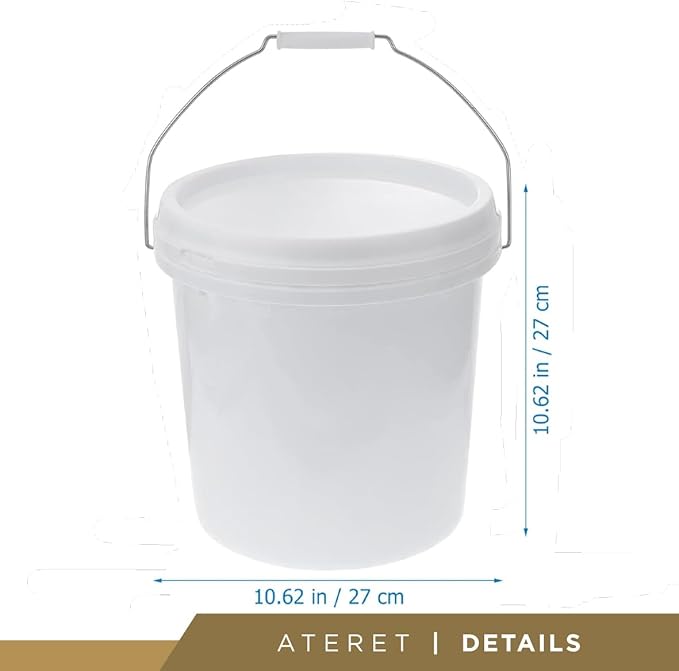 ATERET 2 Gallon White Bucket & Lid - Durable Mil All Purpose Pail with Lids - Food Grade - Made in USA - BPA Free Plastic (12 Pack)