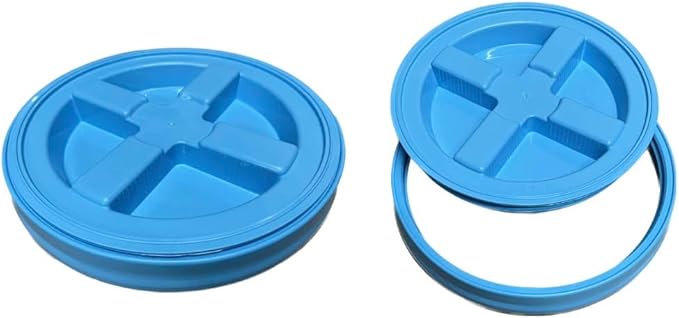 House Naturals 5 Gallon Black Bucket with Aqua lid Pack of 3 Made in USA containers