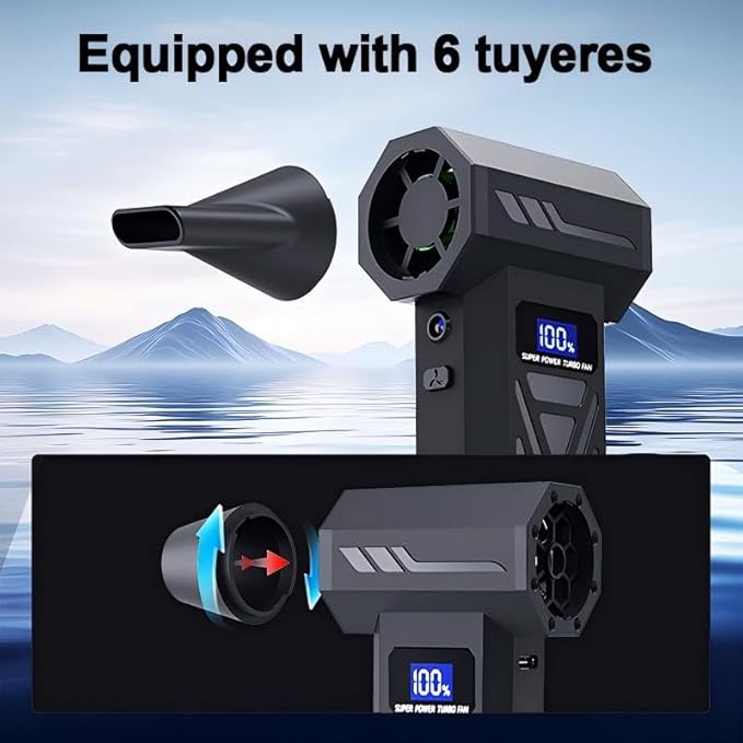 Nuoirjg 2-in-1 Air Duster and Vacuum Cleaner, 110000RPM Electric Blower with Screen Display and LED Lights, 4-Gear Adjustable Power,Dust Blower for Computer, Keyboard, House, Outdoor and Car