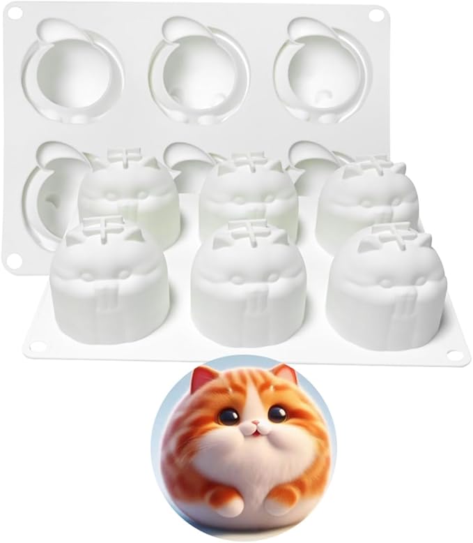 mostsom Silicone Baking Molds Cute Fat Cat Mousse Mold for Candy, Chocolate Cake Mould, Soap, Ice Cream, Breakfast Sandwiches, Omelets (H_Fat Cat)