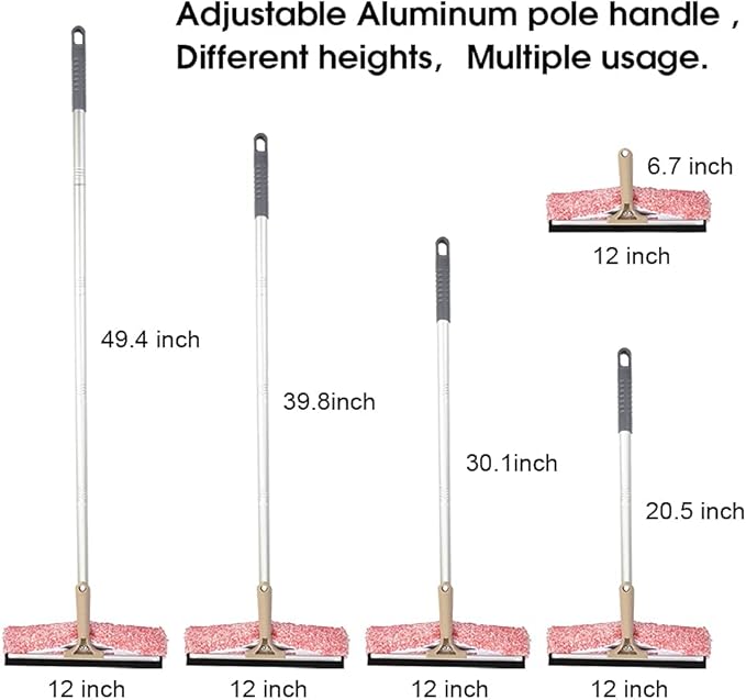 Sowind Multi-Purpose 12 inch Window Squeegee with 6.7inch-49.4inch Adjustable Aluminum Pole, Highly Absorbent Microfiber Window Scrubber for Window Cleaning,Car Cleaning.