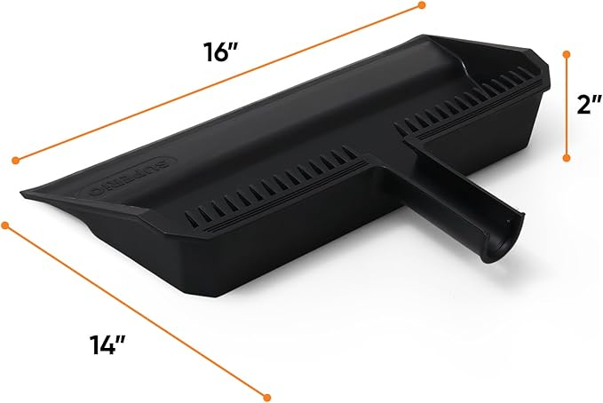Superio Wide Plastic Dustpan with Comb - 16" Wide, Rubber Lip, Broom Handle Clip, Black