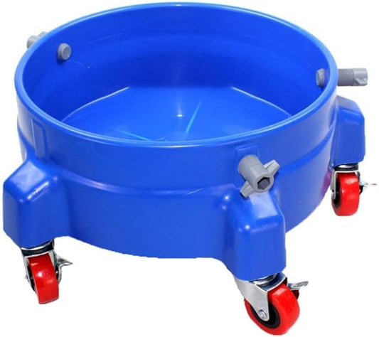 Heavy Duty Car Wash Bucket Dolly with 360° Swivel Casters | Fits 3.5–7 Gallon Buckets | 300 lb Capacity | Soap Holder | Rolling Pail Stand for Auto Detailing |Blue