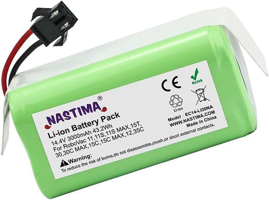 NASTIMA 14.4V 3000mAh Replacement Battery for Eufy Robovac 11 11S MAX 15C MAX 20C 30C MAX G10 G20 G30, for Ecovacs Deebot N79S,N79,DN622 N79SE,N79W, and Tesvor X500