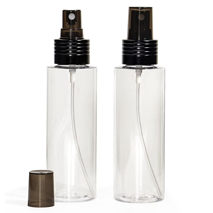 Yebeauty Empty Spray Bottles for Essential Oils, 4oz Refillable Clear Plastic Misting Spray Bottles Atomizer Fine Mister Spray Bottle for Beauty Products, Cleaning, Pack of 2