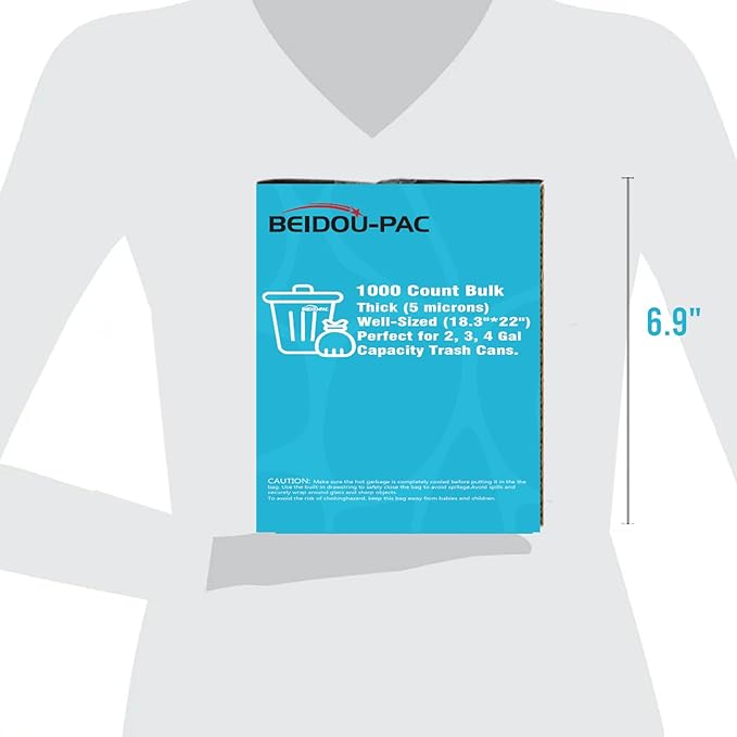 BEIDOU-PAC 2-4 Gallon Trash Bags, 1000 Count Bulk Value Pack, Clear Plastic Recycling Bags, Small Multi-purpose Garbage Bags for Business Home Bathroom Kitchen Commercial and Industrial