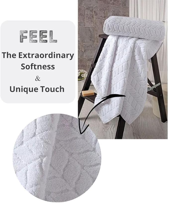 BAGNO MILANO Turkish Bath Towels, Soft Plush Jacquard Luxury Bath Towels, Quick Dry Towel Set (Latte, Bath Sheet)