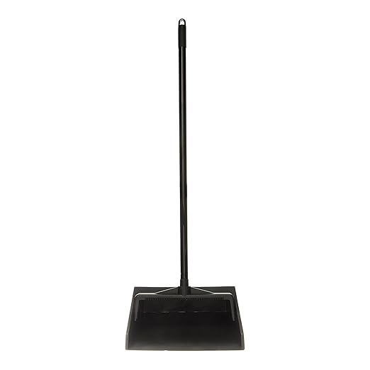 Carlisle FoodService Products Duo-Pan Upright Dust Pan with Serrated Yoke for Home, Restaurants, Kitchen, Lobby, And Office, Plastic, 30 Inches, Black