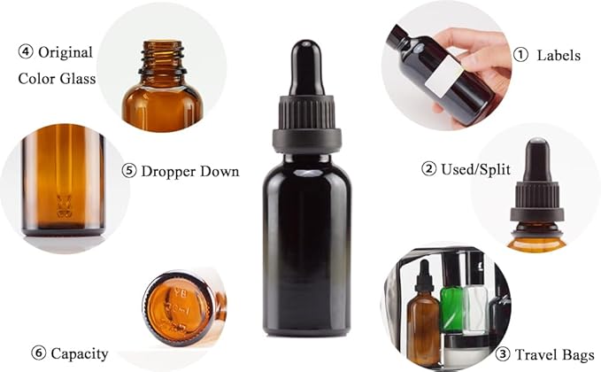 YIZHAO Black Glass Dropper Bottle 1oz, Tincture Bottles with Glass Dropper, for Essential Oils, Aromatherapy, Cosmetic, Laboratory, Pharmacy, Liquids, Travel –24 Pcs