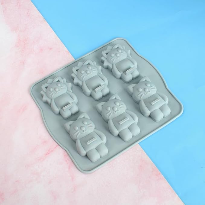Silicone Mold for Cake DIY Baking Chocolate Eco-Friendly Cake Mold Candy Chocolate Cake Mould Baking DIY Kitchen Accessiories (Lion Cat Q_7.92 X7 X0.76 inch)