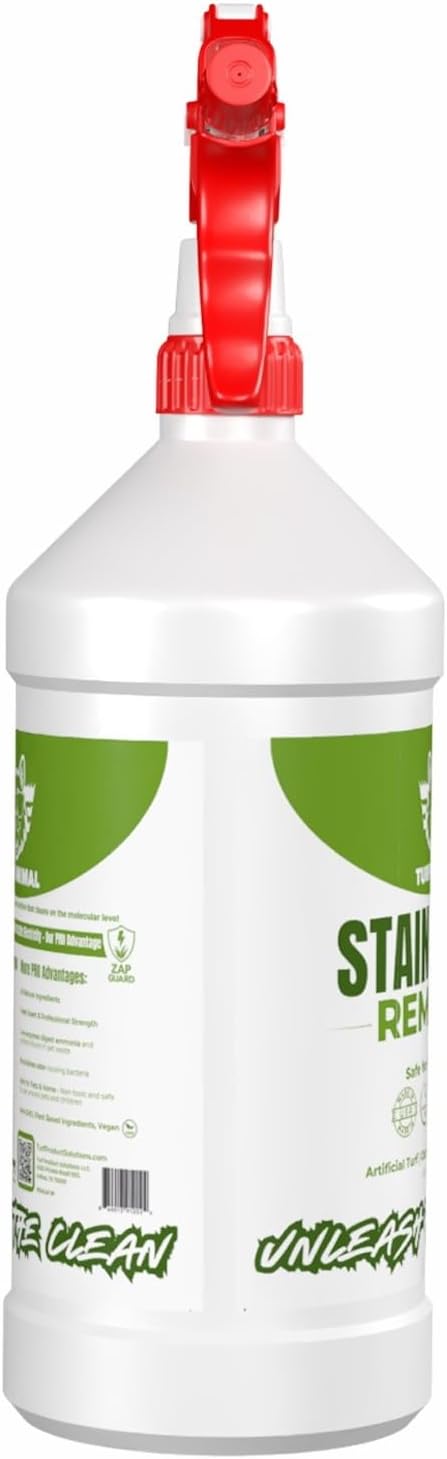 Turf Animal INDOOR Extra Strength Pet Stain & Odor Remover for Strong Odors and Stubborn Stains – Natural Enzyme Odor Eliminator for Carpet & Indoor Surfaces – Enzymatic Dog Urine Destroyer, 1 Quart