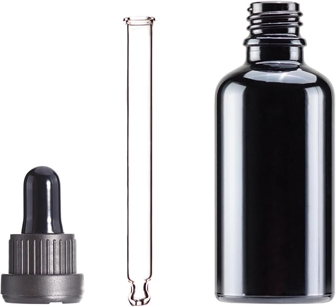 YIZHAO Black Glass Dropper Bottle 2oz, Tincture Bottles with Glass Dropper, for Essential Oils, Aromatherapy, Cosmetic, Laboratory, Pharmacy, Liquids, Travel –12 Pcs