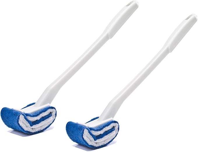 Toilet Brush Bowl Brush Bathroom Brush Under Rim Toilet Brush Scracth-Free Curved Good Grip Easy to use deep Cleaning No Scratching, Anti-Splashing Easy to Store (2pc White)
