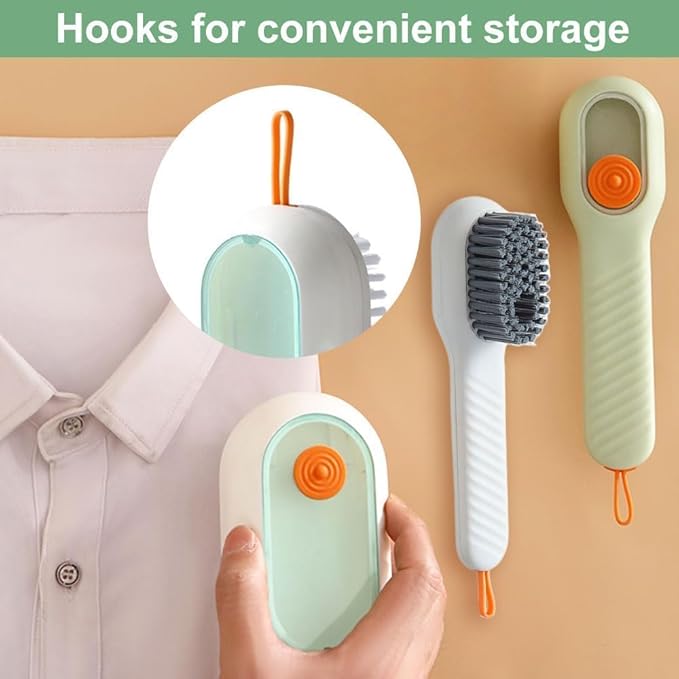 2 in 1 Multifunction Cleaning Brush, Multifunctional Cleaning Brush with Soap Dispenser, Liquid Filled laundry Brush, Household Cleaning Clothes Shoes Brush with Liquid Box (2pcsWhite)