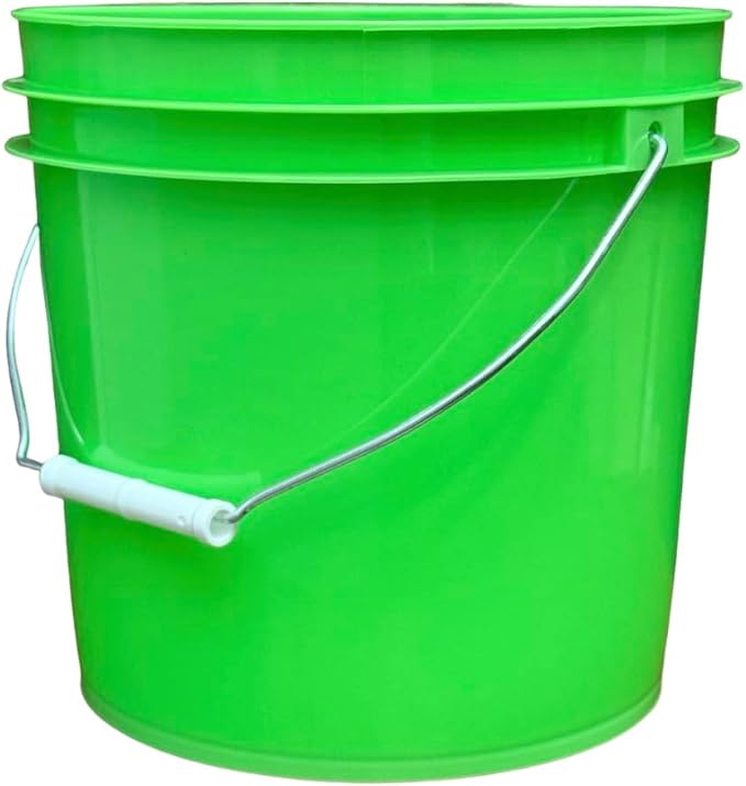 House Naturals 2 Gallon Food Grade - BPA Free Made in USA Buckets Lime Color pails with Screw On Gasket Lids (2, Lime - White lids)