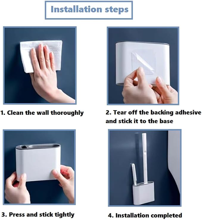 Silicone Toilet Brush Set with Holder – Bathroom Cleaning Brush, Crevice Cleaner, Anti-Slip Handle, and Wall-Mounted Bracket