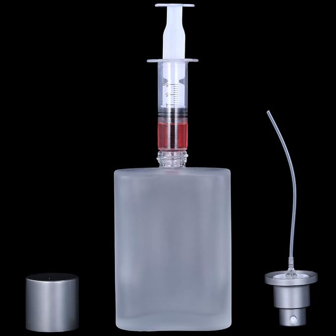 2 Pack 100ml/3.38 Oz Empty Frosted Glass Spray Bottle Perfume Atomizer, Refillable Fine Mist Spray Empty Perfume Bottles with 4 kinds of perfume dispenser (2 Pack 100ml/3.38 Oz Frosted Bottles)