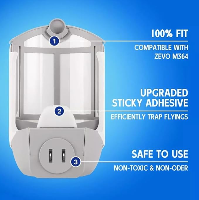 Zevo Flying Insect Trap Refill Cartridges – Indoor Plug-in Fly Trap Refills for Flies, Gnats, Fruit Flies & Moths (2 Refill Cartridges)