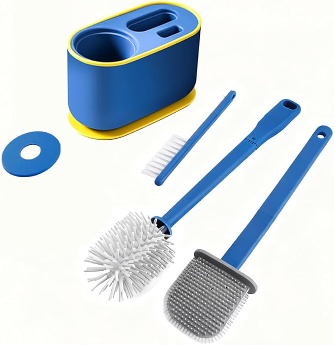 MOUMOUTEN Toilet Brush Set, Bathroom Accessories, Toilet Bowl Cleaners, Deep Cleansing Multifunctional Hanging Toilet Brush Set for Bathroom(Bule)