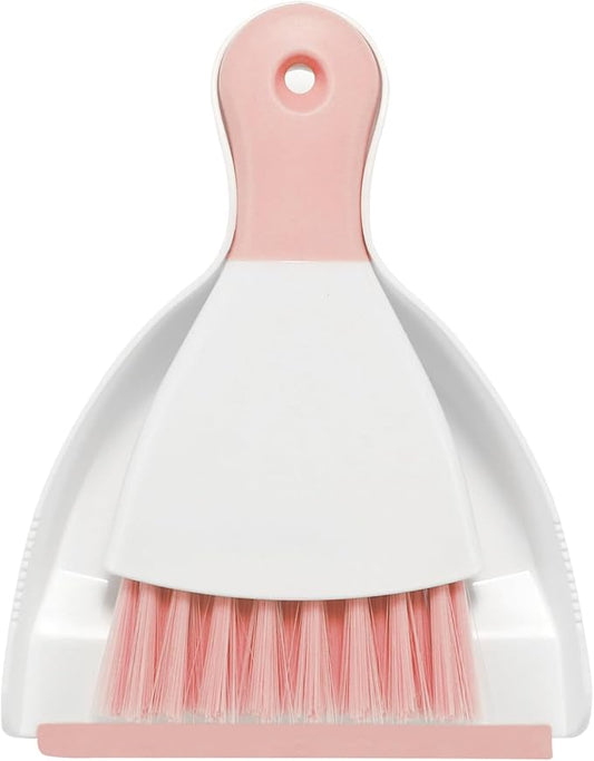 NACENA Mini Dustpan and Brush Set, Small Broom and Dustpan Set Dust Pan and Mini Hand Broom Dustpan and Broom Combo Compact for Home Table Keyboards Sofa Kitchen, Pink