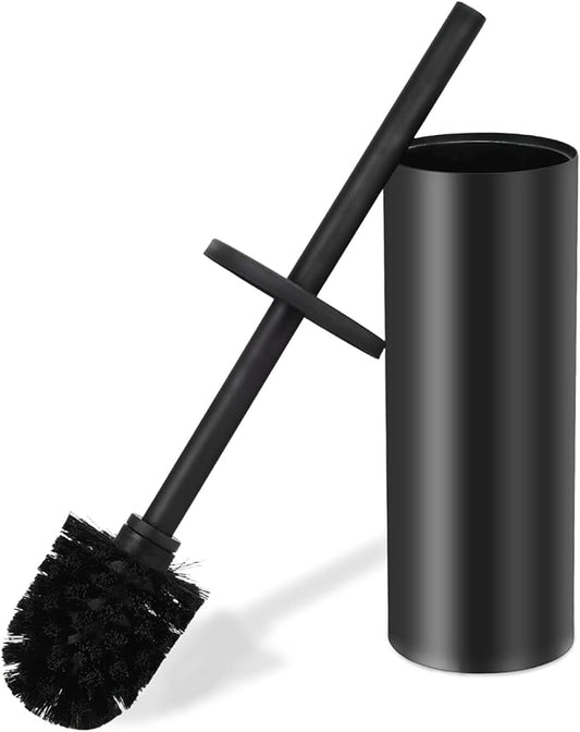 Toilet Brush and Holder Set - Stainless Steel Toilet Bowl Brush and Holder, Toilet Bowl Cleaner Brush for Bathroom (Black)