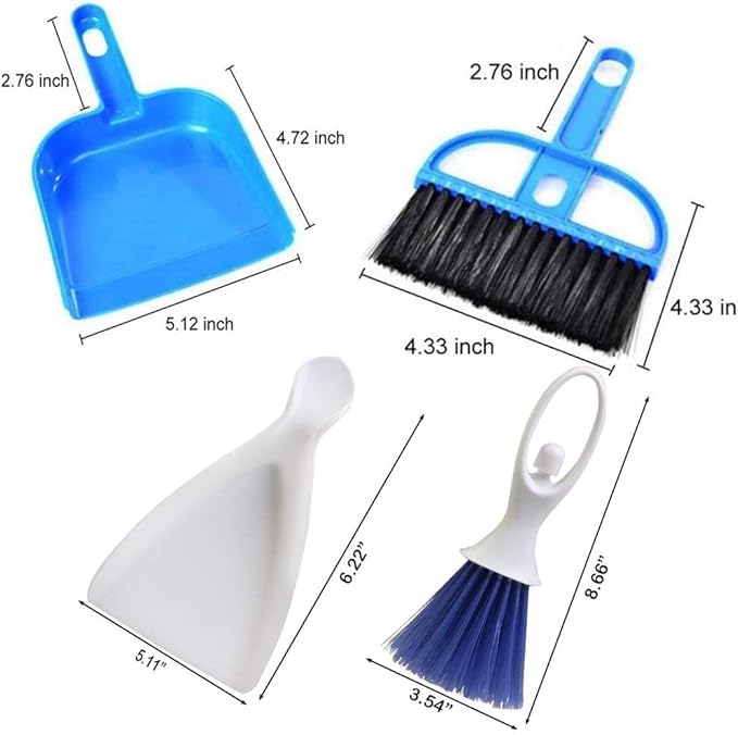PINVNBY Mini Dustpan and Brush Set, Cage Cleaner for Guinea Pigs, Cats, Hedgehogs, Hamsters, Chinchillas, Rabbits, Reptiles, and Other Small Animals 2 Pack Mini Hand Broom and Dustpan