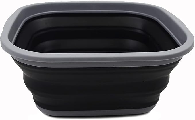 SAMMART 5.5L (1.4 Gallons) Collapsible Tub - Foldable Dish Tub - Portable Washing Basin - Space Saving Plastic Washtub (Dark Grey/Black, 1)