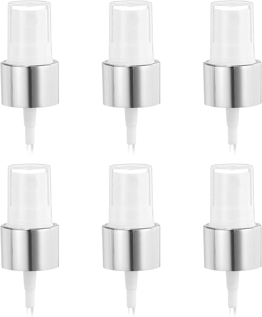 uxcell 6 Pcs Silver White Spray Top, 20/410 Fine Mist Sprayer Reusable Replacement Spray Bottle Pump Plastic Top for Cosmetic Perfume and Body Sprays Bottle