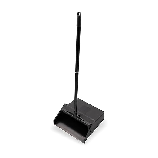 SPARTA Plastic Dust Pan, Upright Pan With 2 Piece Handle For Cleaning, 11 X 12 X 3.5 Inches, Black