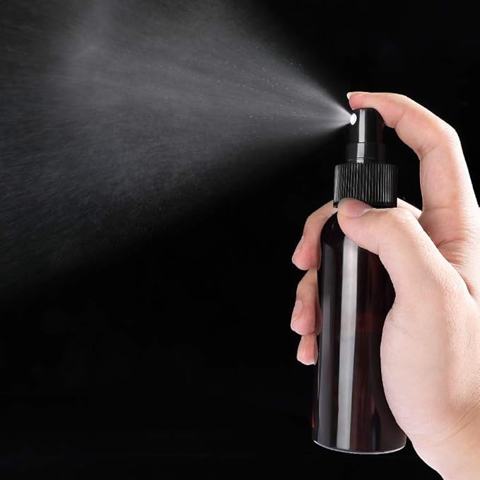 Fine Mist Spray Bottle 5Pcs 100ml/3.4oz Amber Travel Bottles With 5 Contain Caps Leak Proof for Makeup Cosmetic Containers (BROWN)