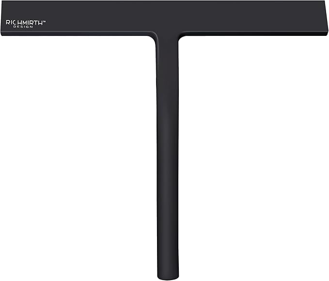 Shower Squeegee for Glass Doors, 10 Inch Width Silicone Rubber Blade Squeegee Window Cleaner Tool Squeegee for Shower Glass Doors Bathroom Mirror Car Window Tile - White (Black)