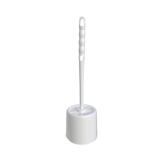 SPARTA 16-Inch Durable Toilet Brush with Storage Holder, Bowl Brush with Caddy with Sturdy Polypropylene Bristles for Effective Cleaning, White Plastic Handle for Secure Grip, White