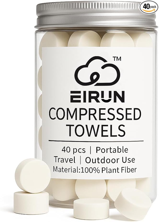 Compressed Towels – Travel-Size Compact Towels for Camping, Hiking, Gym & Outdoor Use – Lightweight, Expandable & Reusable (40)