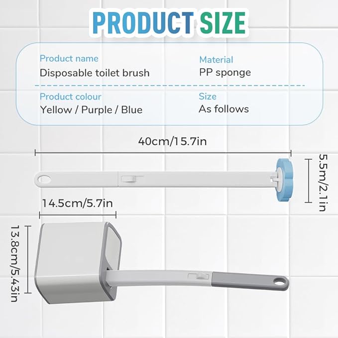Disposable Toilet Cleaning System: Toilet Brush & Holder Kit with 18PCS Pre-Soaked Cleaner Wall-Mount Scrubbing Toilet Brush Bathroom Cleaning Kit (Grey)