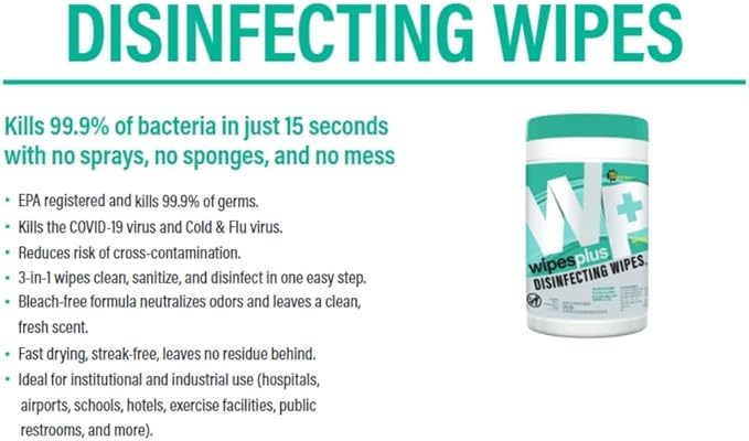 WIPESPLUS Countertop Wipes Table Wipes, Wet Wipes, 960 Count, (12 Packs of 80)