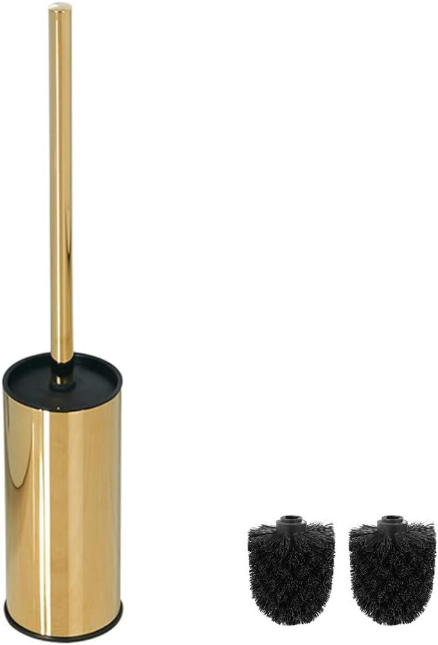 SUNTAI Round Toilet Brush Holder Stainless Steel 304 Bathroom Accessory Standing for Bathroom, Gold