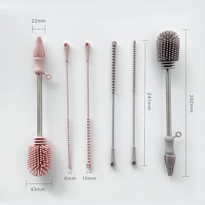 Haakaa Silicone Cleaning Brush Kit – Household Cleaning Brushes for Bottles and Crevices – Food-Grade Silicone: Dishwasher Safe (Brush-Mist Blue)