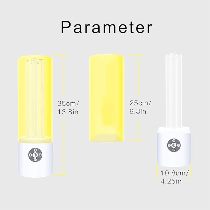 UV Light Sanitizer, 55w 254nm UVC Lamp for Room Surface Disinfection, Kills Bacteria Molds Dust Mites up to 750 sqft, Home/School/Hotel/Travel, 1Y warranty (Gold with Ozone)