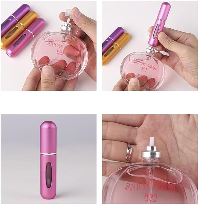 Portable Perfume Storage Bottle Refillable atomizer spray compact travel size up to 70 sprays easy refill fine mist TSA approved leak proof (Purple)