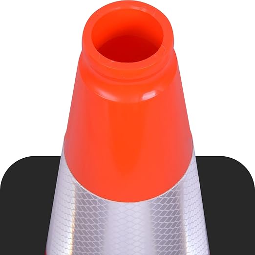 Fluorescent Orange/Green PVC Traffic Cones, Heavy Black Base Parking Lot Cone Structurally Stable Weatherproof Road Construction Safety Cones (4, Orange, 18" Medium)