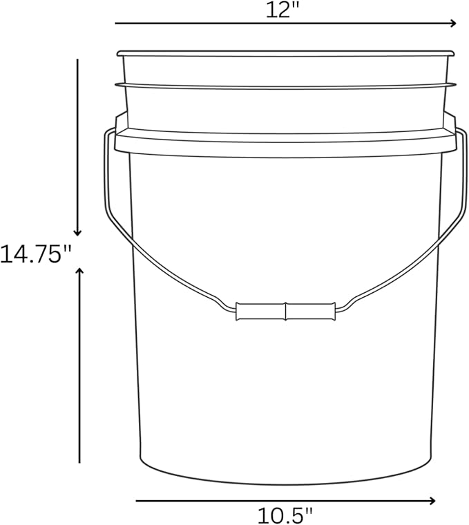 House Naturals 5 Gallon Premium HPDE Plastic Bucket - Made in USA Food Grade Storage Container, BPA Free All Purpose Pail (3, Light Blue)