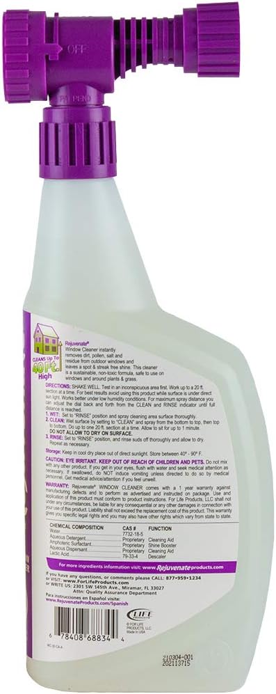 Rejuvenate Outdoor Window Spray and Rinse Cleaner with Hose End Adapter (2 x 32oz)