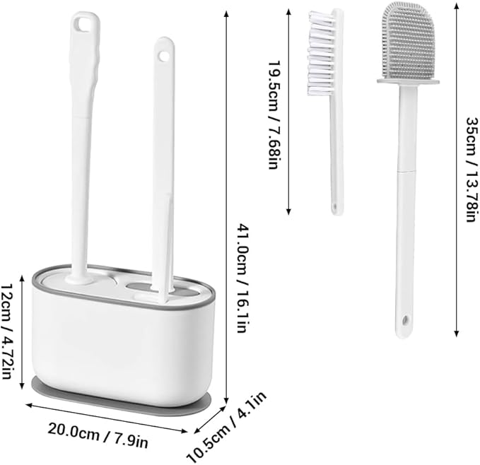 MOUMOUTEN Toilet Brush Set, Bathroom Accessories, Toilet Bowl Cleaners, Deep Cleansing Multifunctional Hanging Toilet Brush Set for Bathroom(Pearl White)