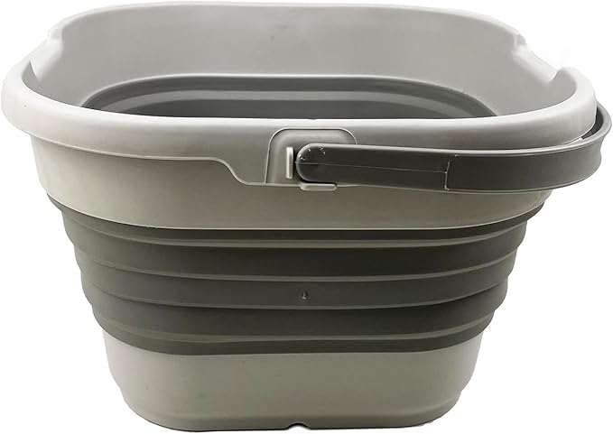 SAMMART 9.5L (2.5 Gallon) Collapsible Rectangular Handy Basket/Bucket (Grey (Set of 2))