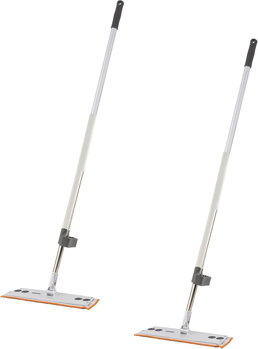 Superio 2 Pack Self-Wringing Microfiber Cleaning Mop, Hands-Free Miracle Flat Mop with Wringing Blade for Home, Kitchen, Bathroom - Hardwood, Laminate, Tile